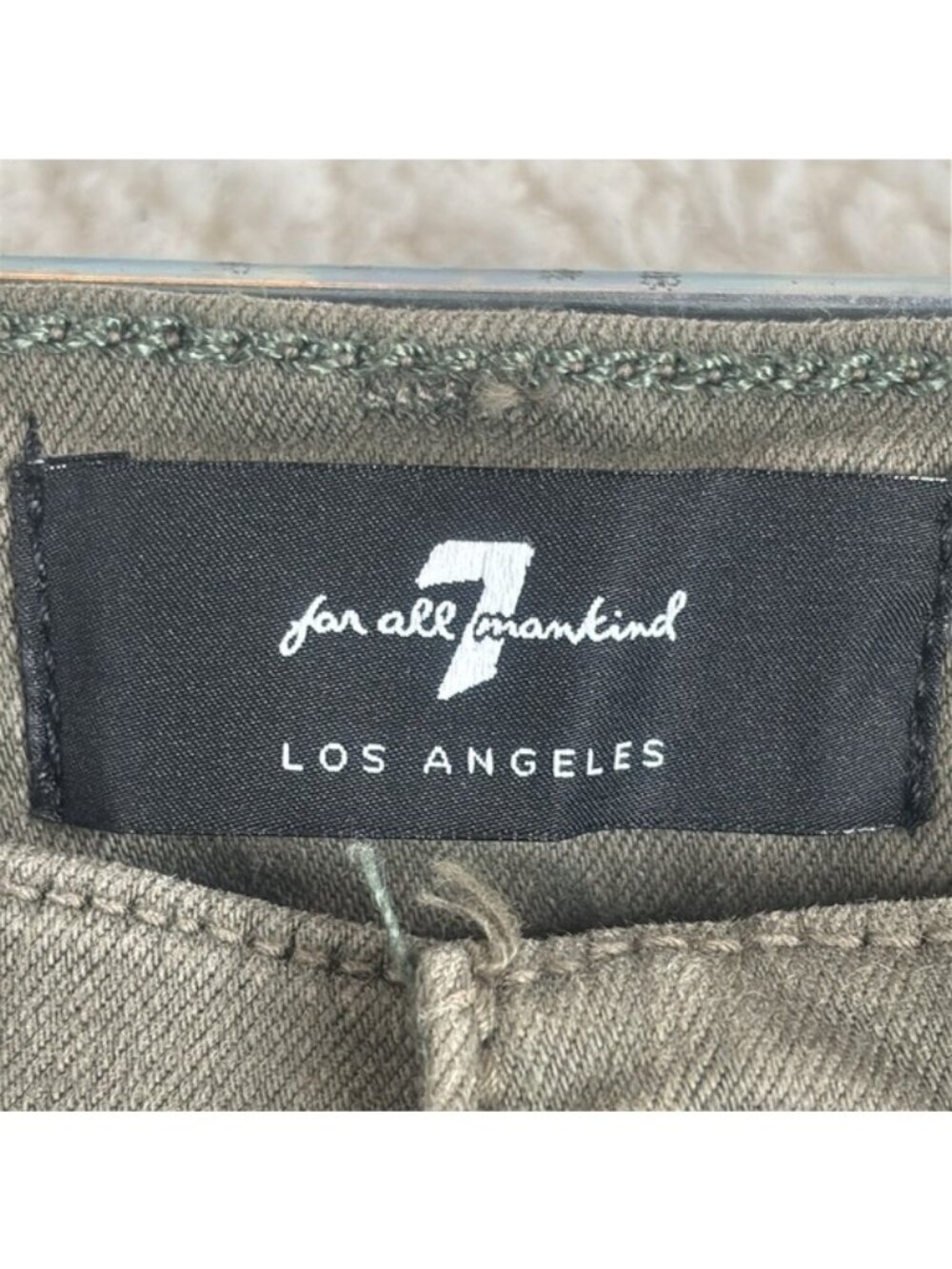 NWT 7 For All Mankind Womens Olive Green Stretch Ankle Skinny Jeans Size 25 - Picture 2 of 12